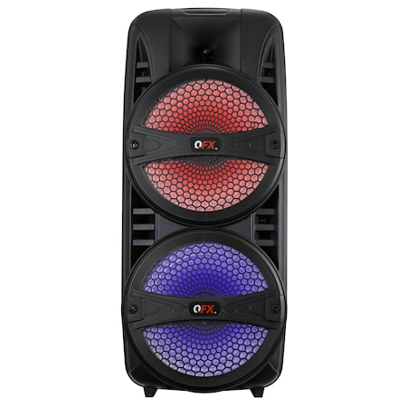 Qfx 2 x 8" Bluetooth Rechargeable Party Speaker LED RGB Party Lights PBX-8181